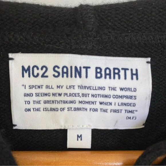 MC2 St Barth Wool Cashmere Blend Knit Hooded Crop Sweater Hot Pink Spell Out